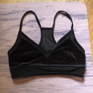 Alo Yoga Black Velvet/Sheer Bralette